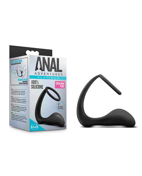 Anal Adventures Cock Ring Plug - Black